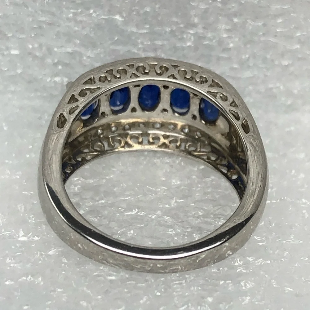 Blue Tanzanite & Zircon Sterlng Silver Ring